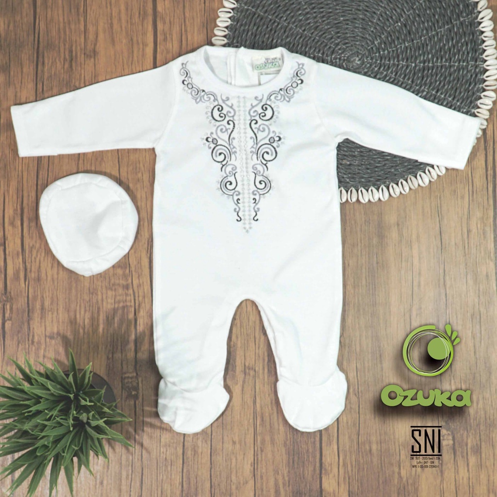 Baju Koko Aqiqah Bayi Laki Laki Newborn Jumper Ozuka Bahan Katun Muslim Baby Baju Bayi Baru Lahir Baju Koko Bayi Newborn Jumper Koko Bayi Baru Lahir Aqiqah Set Peci Ozuka Akikah