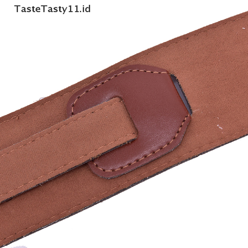 Strap Belt Adjustable Bahan Kulit Tebal Warna Coklat Untuk Gitar Akustik Elektrik Bass