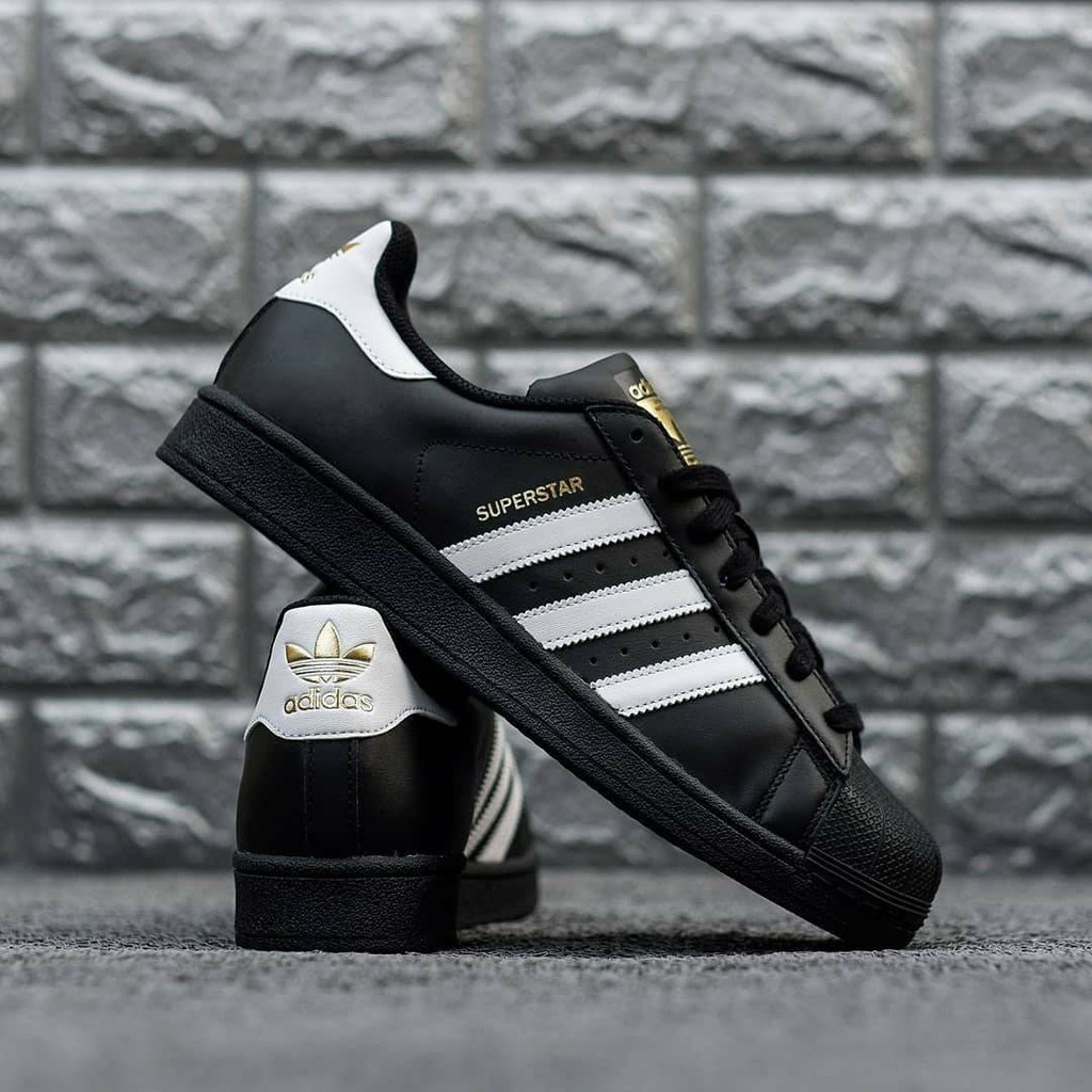 adidas superstar black white gold