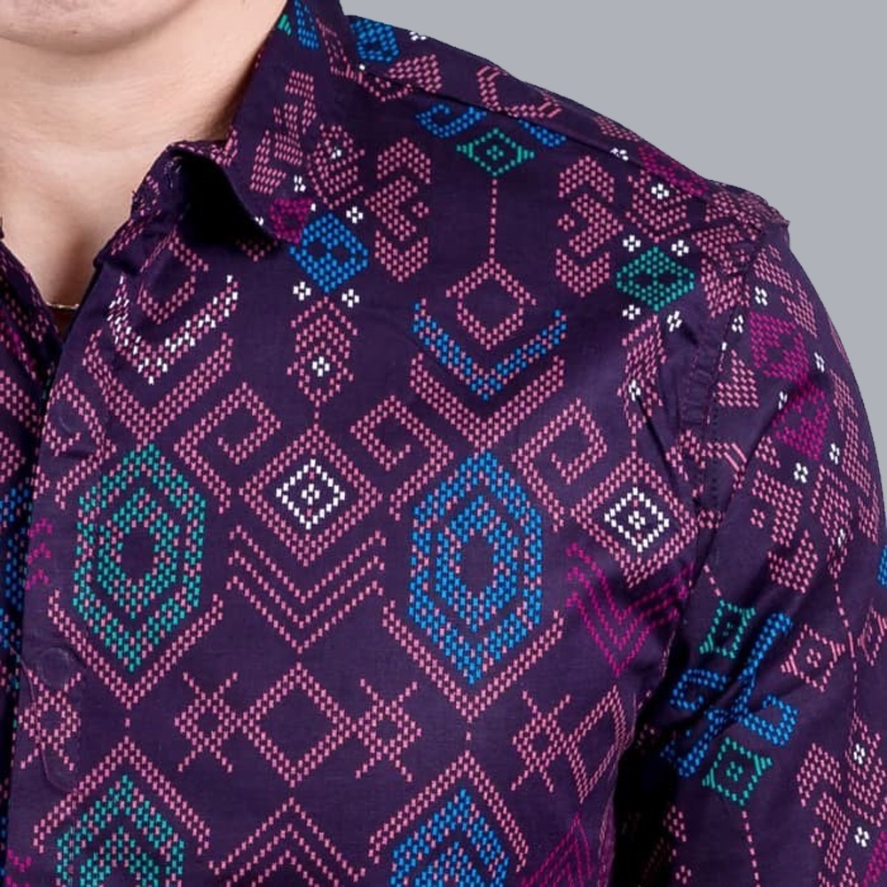 KEMEJA BATIK SONGKET PURPLE PRIA