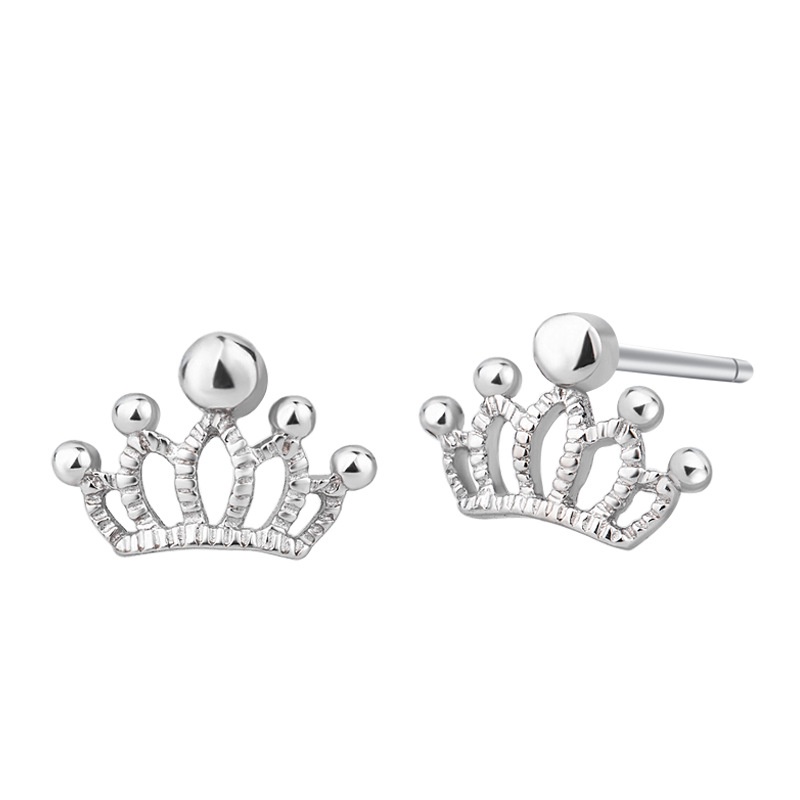 Anting Tusuk Motif Mahkota Warna silver Untuk Wanita