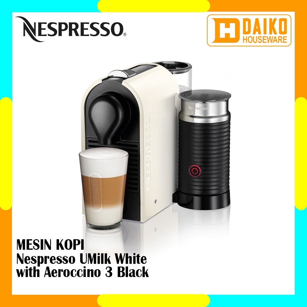 Mesin Kopi Nespresso UMilk White Coffee Machine With Aeroccino 3 Black Original Nespresso