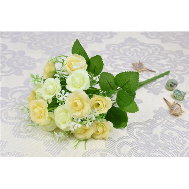 COD BUNGA MAWAR  BUNGA TANGKAI PLASTIK BUNGA ARTIFISIAL BUNGA PAJANGAN IMITASI BUNGA HIASAN BT9008-PUTIH