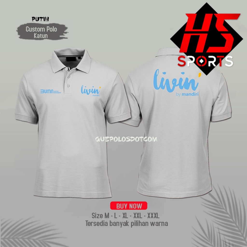 polo livin by mandiri - depan logo LIVIN BUMN belakang LIVIN MANDIRI - Poloshirt livin by mandiri - BAJU kerah livin mandiri terbaru - Baju polo Bank Mandiri