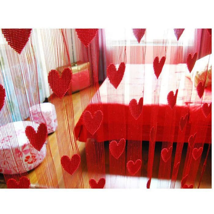 Heart Line Window Curtain 200X100cm