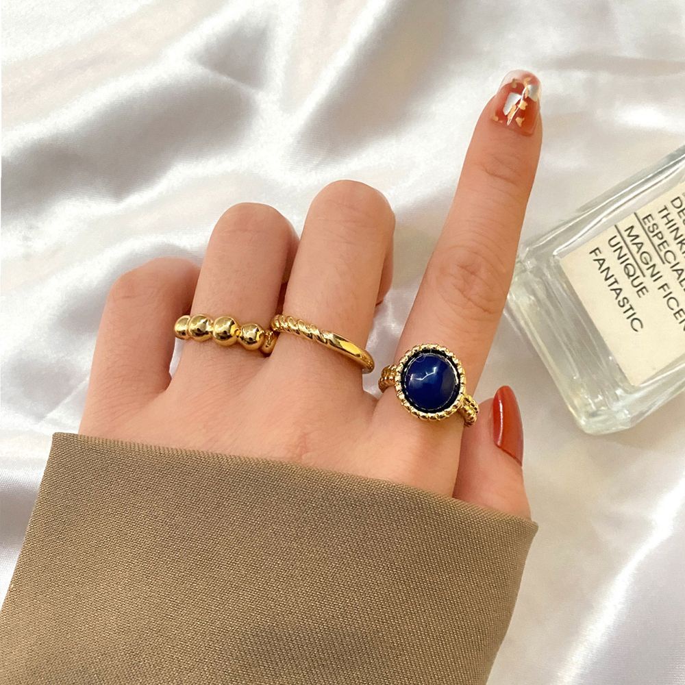Needway  Geometric Women Finger Ring Personality Rings Set Korean Style Rings Trendy Chain Punk Creative Frog Crystal Portrait Coin