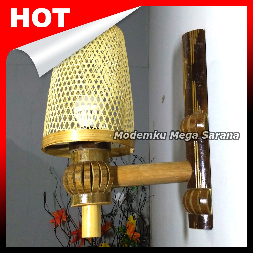 Kap Lampu Bambu | Kap Lampu Hias Dinding Anyaman Bambu