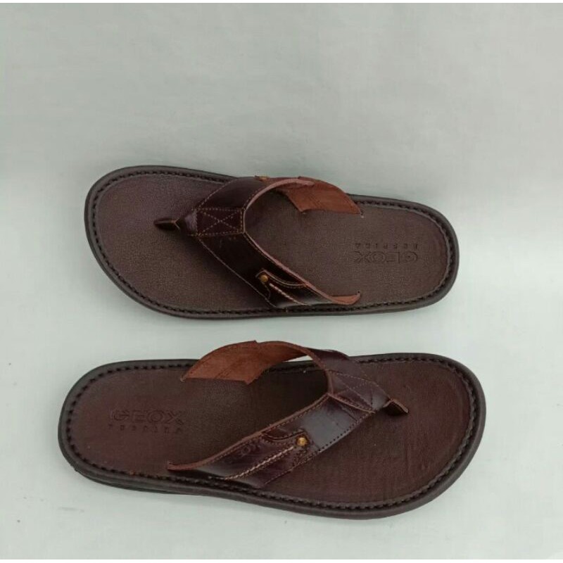 passion sandal jepit/pria geox/kulit asli/grade original/sudah di solt/cod/premium