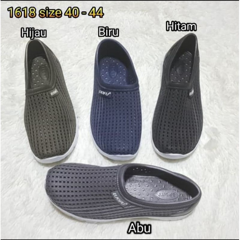 Jelly Shoes Kets Pria Sepatu Slips On Luofu Casual Import