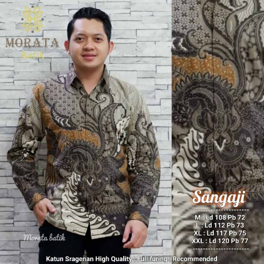 Batik pria lengan panjang terbaru 2022 / batik ori solo bahan katun halus lapis furing / kemeja batik panjang warna abu / baju batik panjang OPOLAWASAN