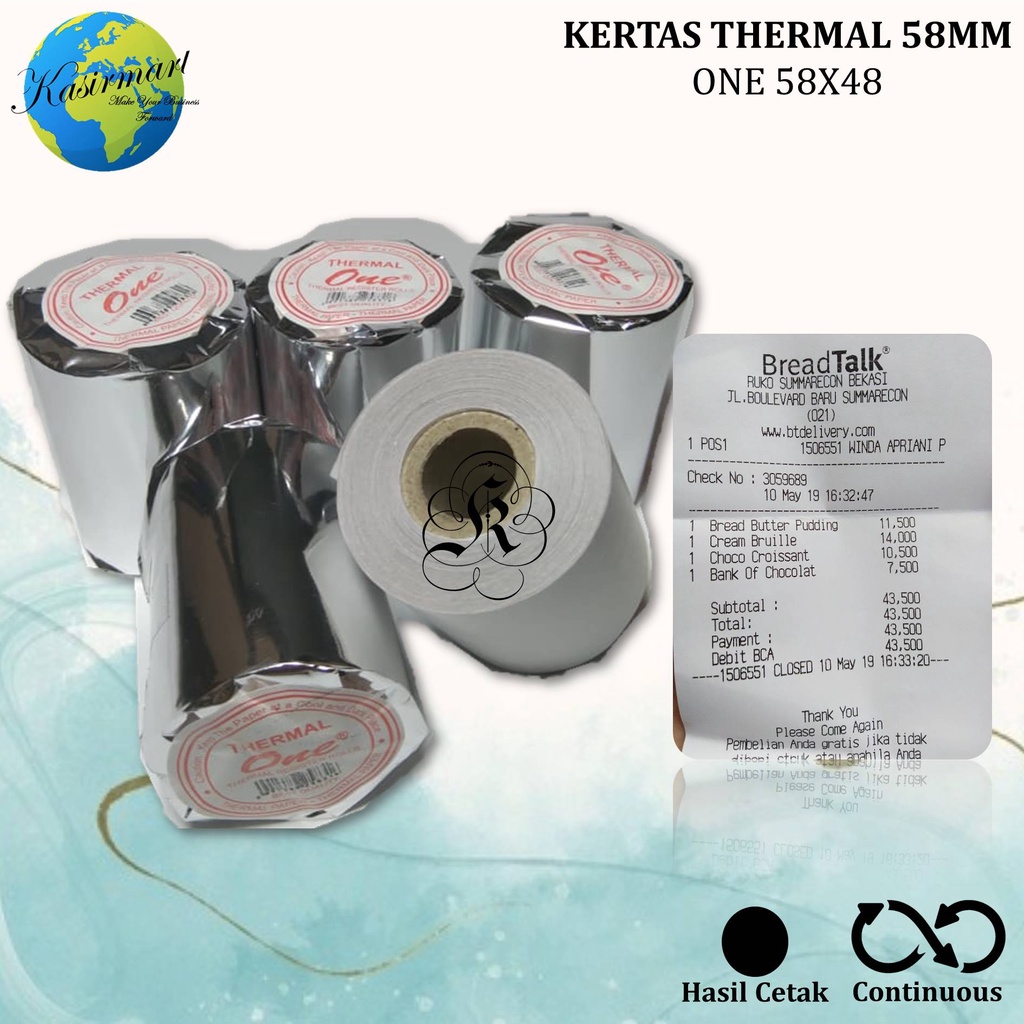 THERMAL ONE 57x47/57x48/58x48/58x47 KERTAS STRUK THERMAL 58 MM PRINTER KASIR