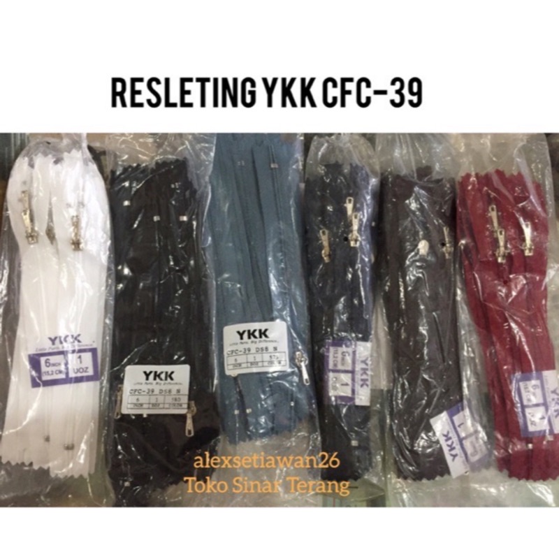 Resleting YKK CFC 39 7 inch 17,5 cm per lusin (1 LUSIN = 1 WARNA)