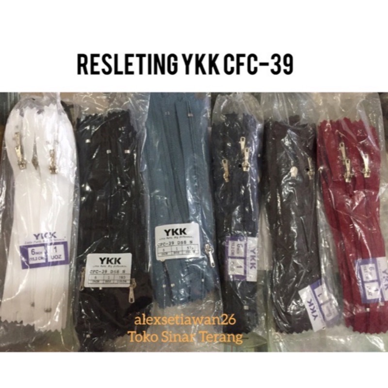 Resleting YKK CFC 39 7 inch 17,5 cm per lusin (1 LUSIN = 1 WARNA)