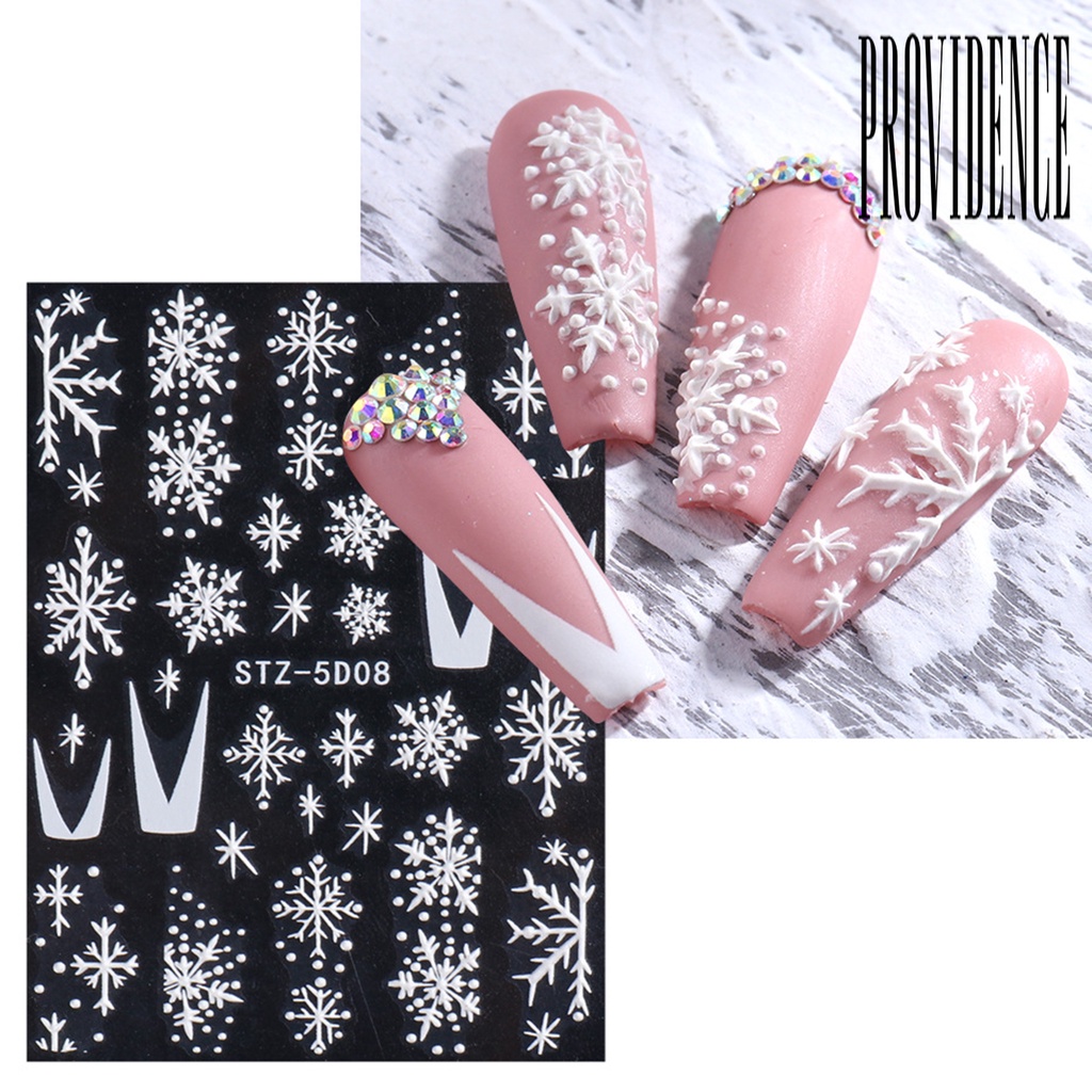 Stiker Kuku Motif Snowflake Natal Bahan Resin Tahan Pudar Untuk Dekorasi Nail Art