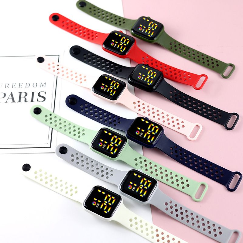 LDS J032 Jam Tangan Elektronik Fashion Rubber LED Digital Warna Rainbow Anti Air Termurah Import