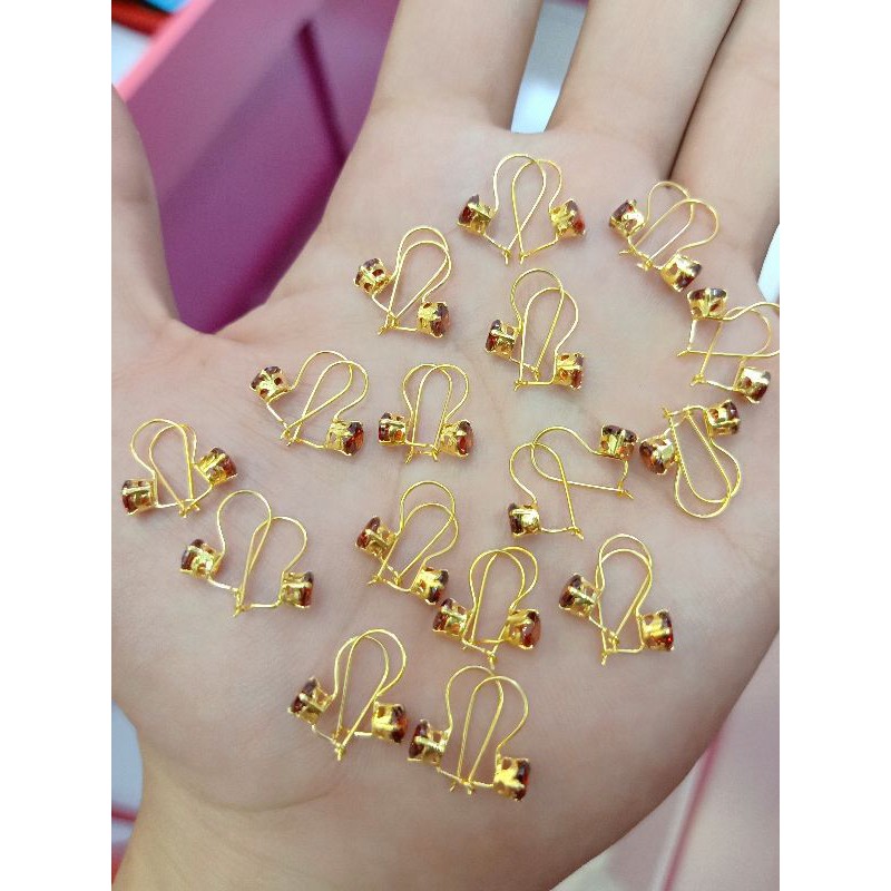 ANTING DESI BERAT 0.5 GR MATA MERAH TUA PERAK 925 LAPIS MAS 24K