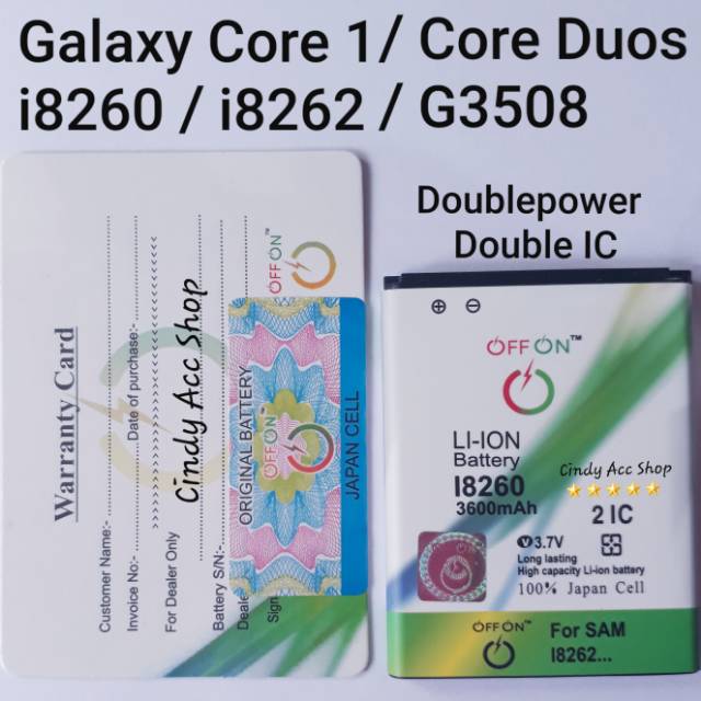 Baterai Battery Batre Samsung Galaxy Core 1 Core Duos i8262 i8260 G3508 Doublepower