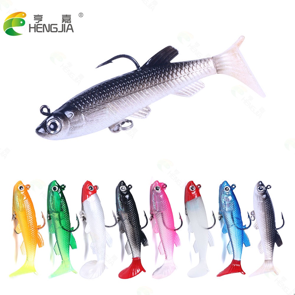 Hengjia 40 Pcs Umpan Pancing Soft Bait Bahan Silikon Ukuran 7.5cm-12.5g