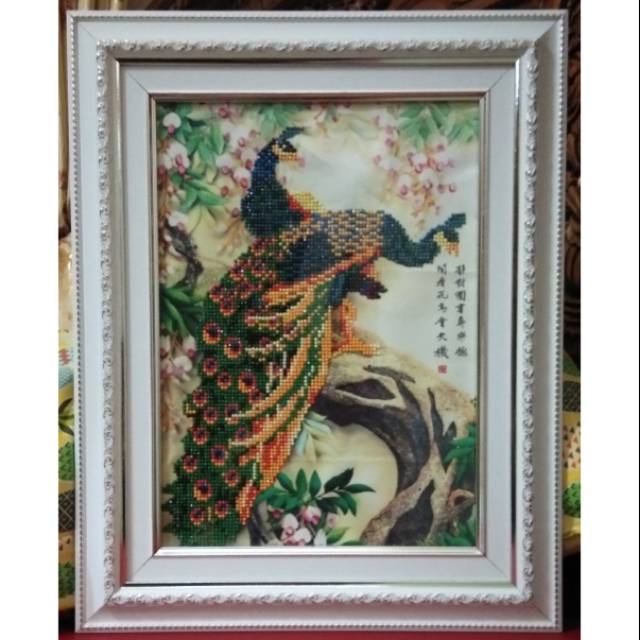 5D Diamond painting ready bingkai #sepasang merak
