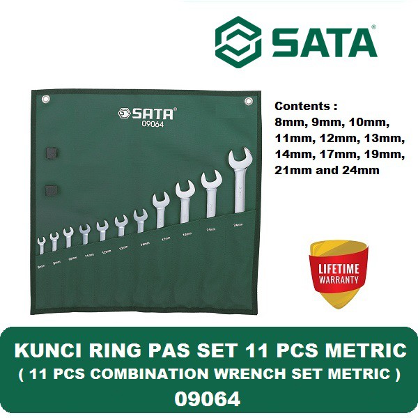 SATA Tools 11 pcs Kunci Ring Pas Set Metric