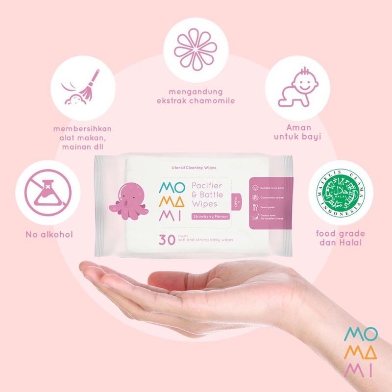 Momami pacifier and bottle wipes - tisu basah bayi | tisu pembersih botol dan dot bayi | tisu basah pembersih empeng dot bayi