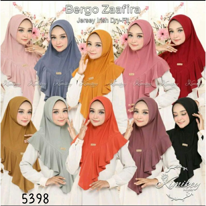 ZAAFIRA Kimikey Hijab Jilbab Instan Premium Jersey Irish Dry Fit Kerudung Bergo Pad Rempel Zafira