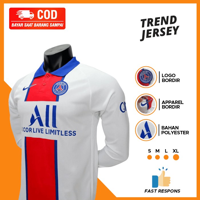 Jersey Bola GO PSG Away Lengan Panjang 2020 2021 - Longsleeve
