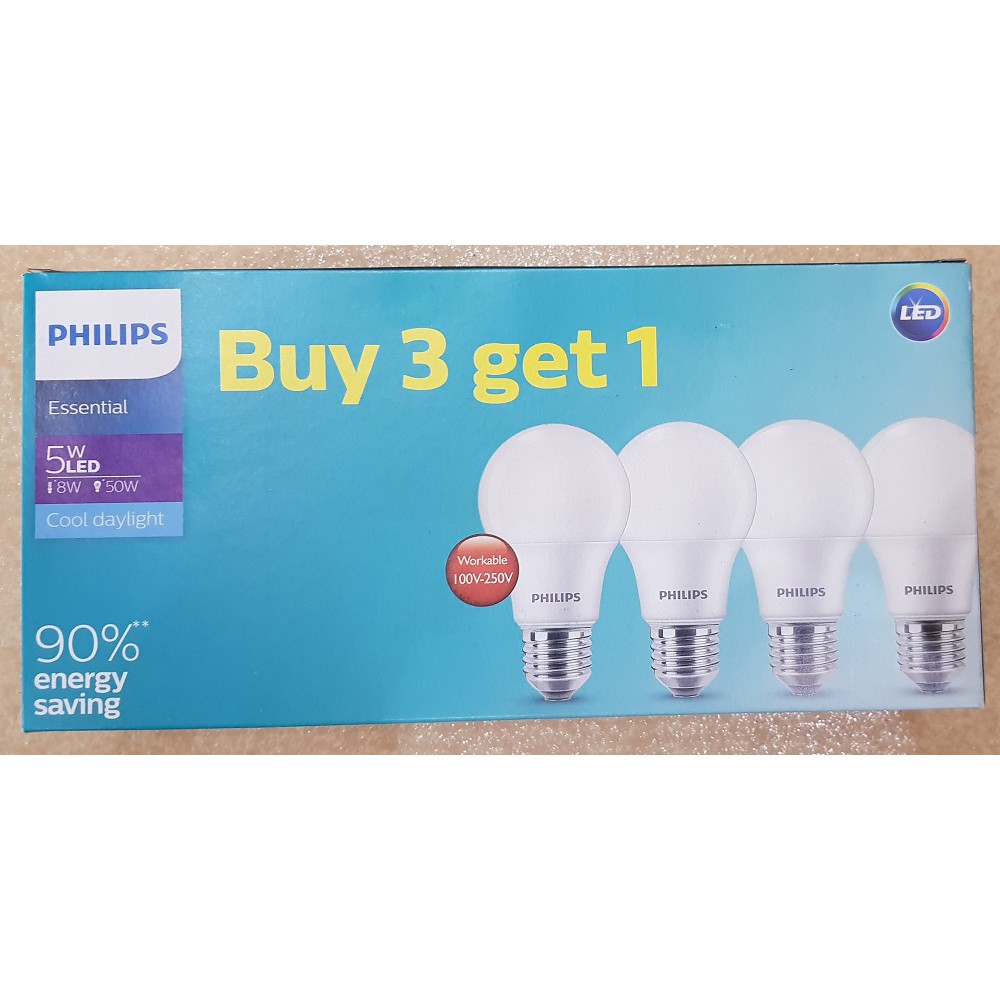 Paket Hemat Lampu Led Ledbulb Essential Philips 5w Per Pack Per 4 pcs