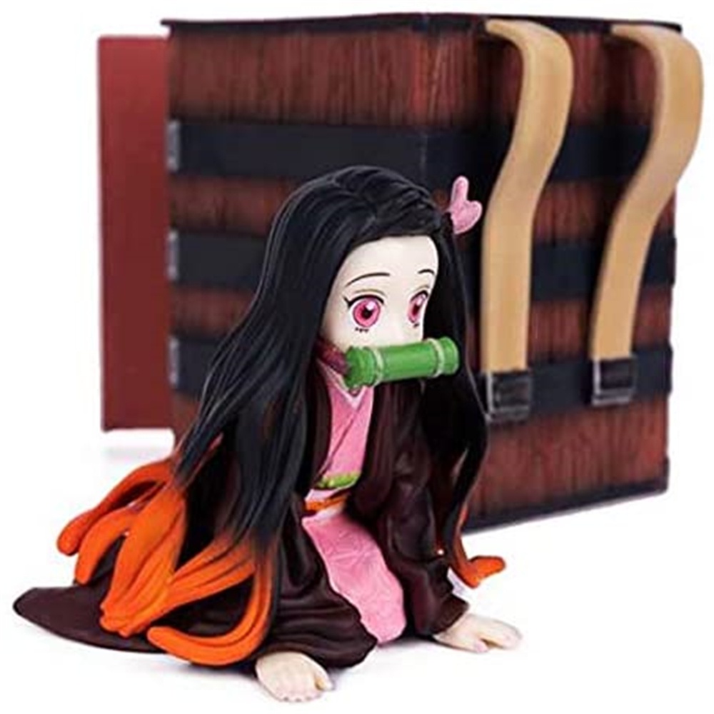 QUINTON Collection Birthday Kamado Nezuko Collectible Toy Figures Anime Model Miniatures Demon Slayer Doll Ornaments Figurine Demon Blade PVC Action Figures