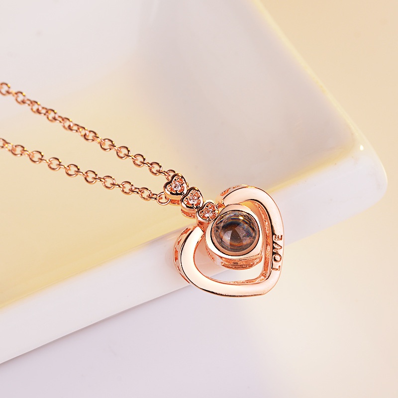 [Ready Stock]Fashion 925 Silver Plated Elegant Heart-Shaped Pendant Clavicle Chain