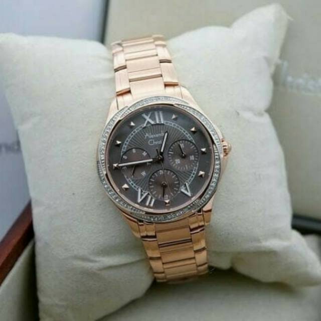 Jam Tangan Wanita Alexandre Christie AC 2643 RoseGold Brown