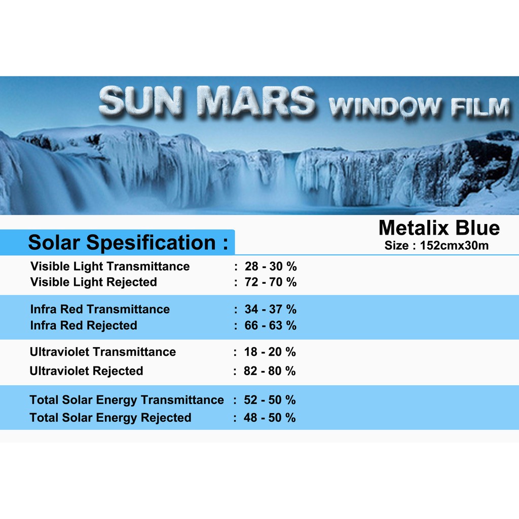 metalik blue merk sun mars kaca film terbaru