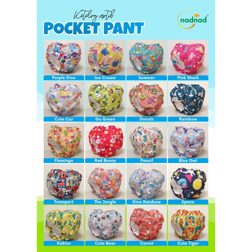 Promo Paket Murah Clodi Pocket Pants 3 Pcs Popok Kain Cuci Ulang BB 7-25 kg