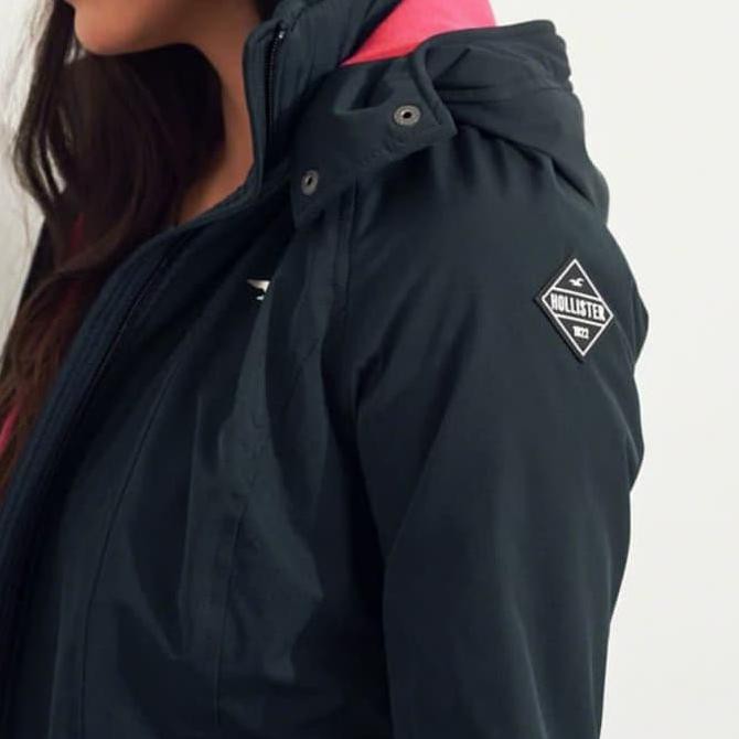 JAKET WINTER MUSIM DINGIN WANITA HOLLISTER HOODIE FLEECE ORIGINAL NAVY BEST QUALITY