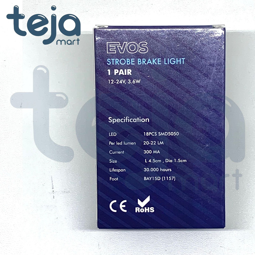 Lampu Rem EVOS LED 18 Mata Strobo Kedip Mobil Motor 2kaki Bayonet Stop