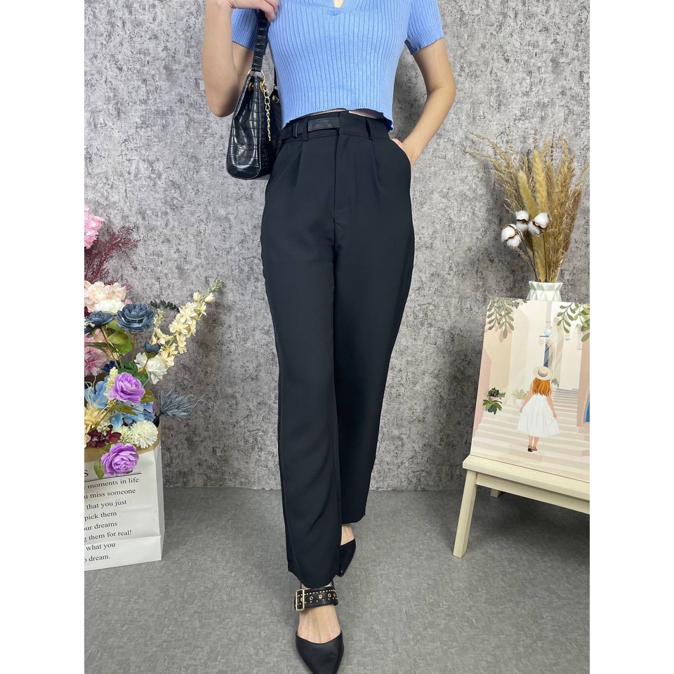 DEMORIN - Celana Panjang Bahan Highwaist Model Straight Throuser X7010