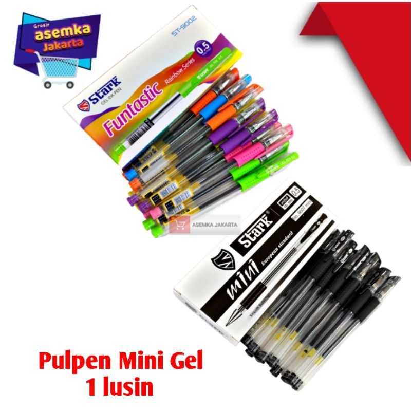 Pulpen Mini Gel Stark Tinta Hitam Lusinan