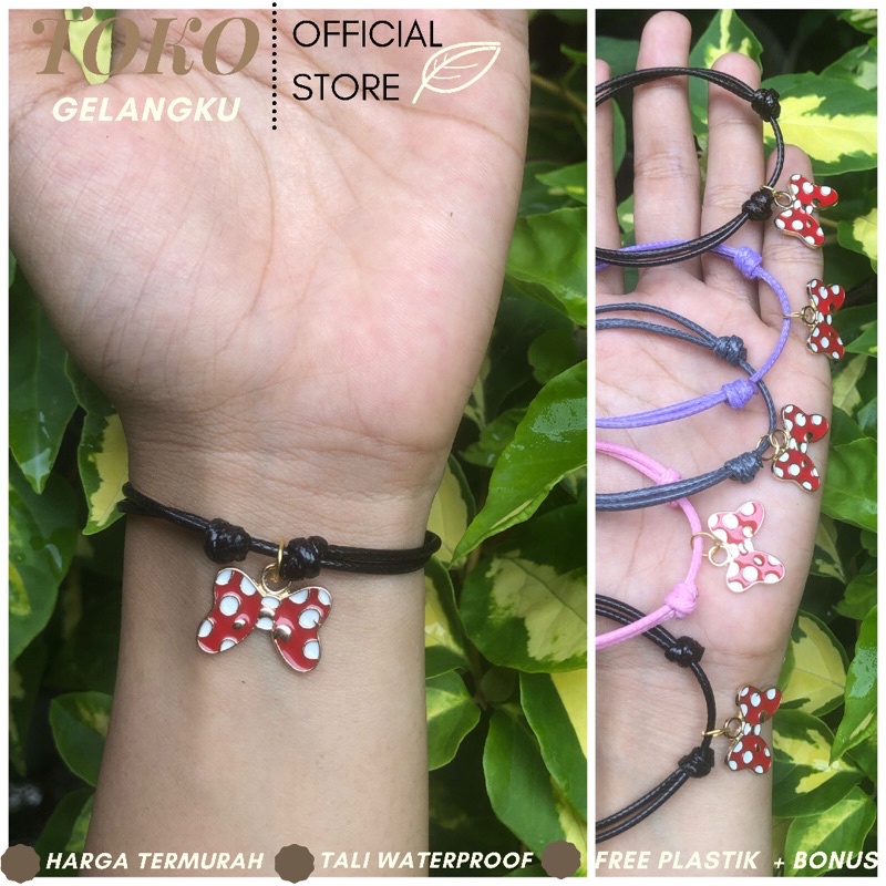 Gelang Karakter ( Pita Merah ) / Gelang Adjustable Tali Waterproof Premium Viral Hits Kekinian