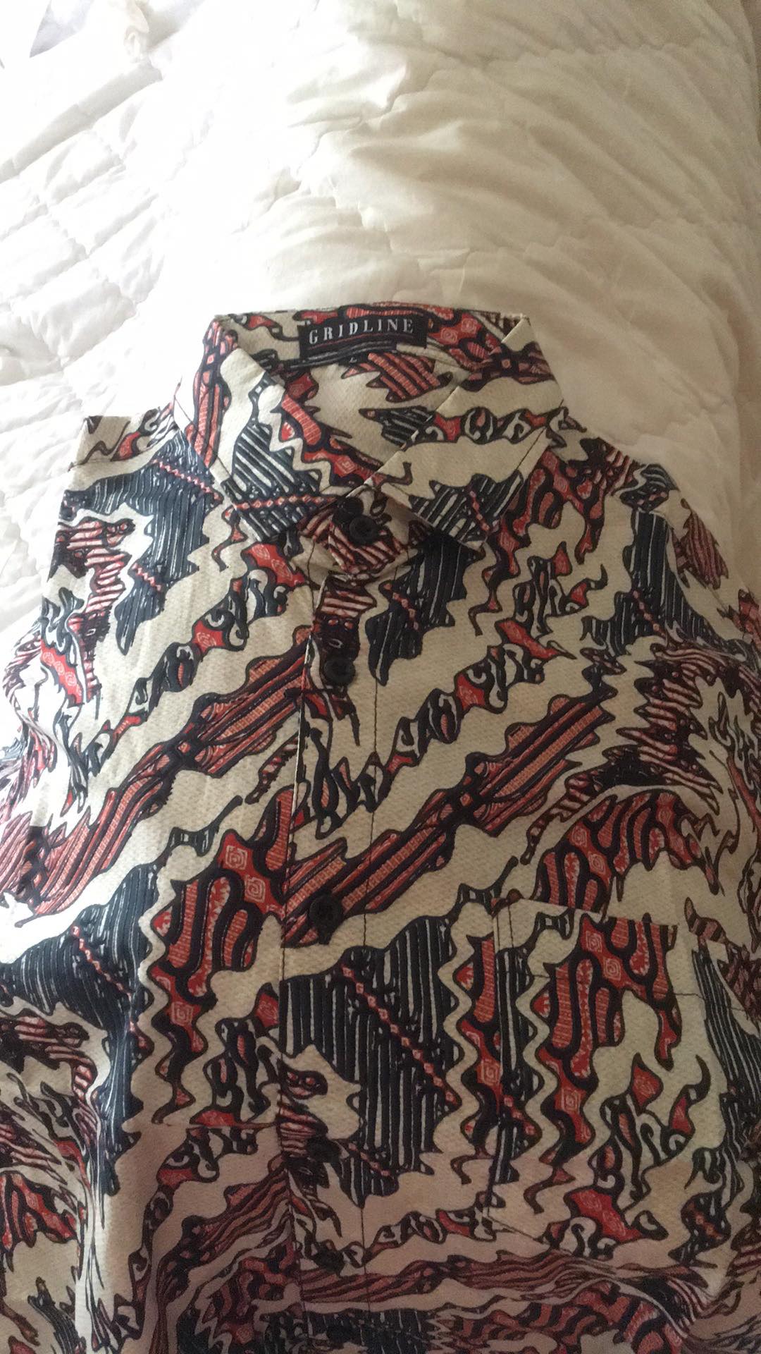 [gridline - R038  R038-b  R038-c ] Kemeja Batik Pria Katun Lengan Pendek Regular