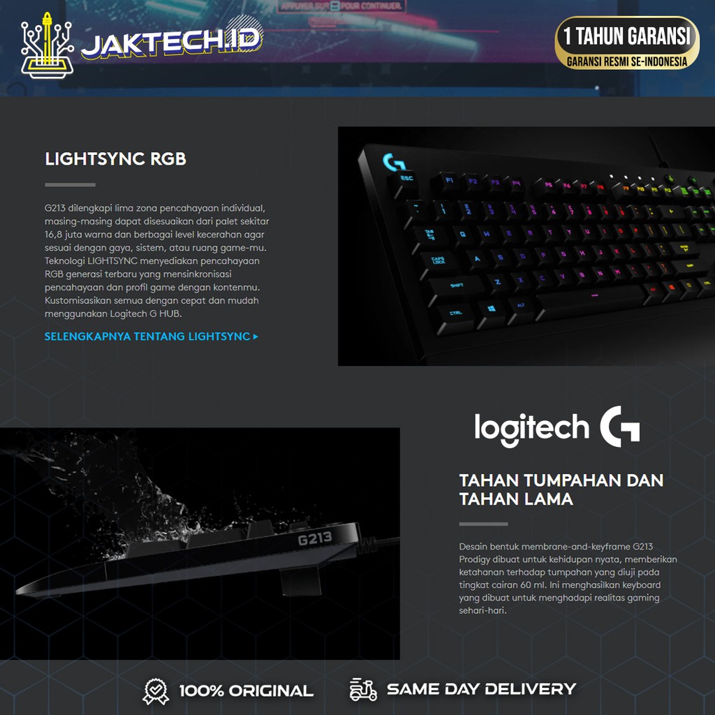 Logitech K213 Gaming RGB Keyboard +BONUS MOUSEPAD / GARANSI RESMI