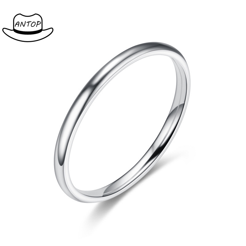 Cincin Pertunangan / Pernikahan Bahan Titanium Steel Lapis Silver Rose Gold