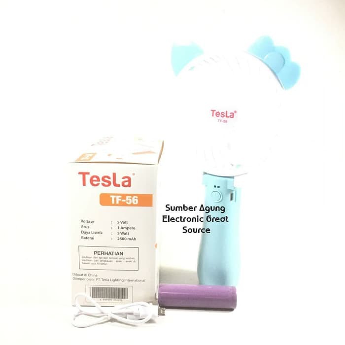 Tesla TF56 Kipas Tangan Mini Portable Hand Tahan 6jam Hello Kitty