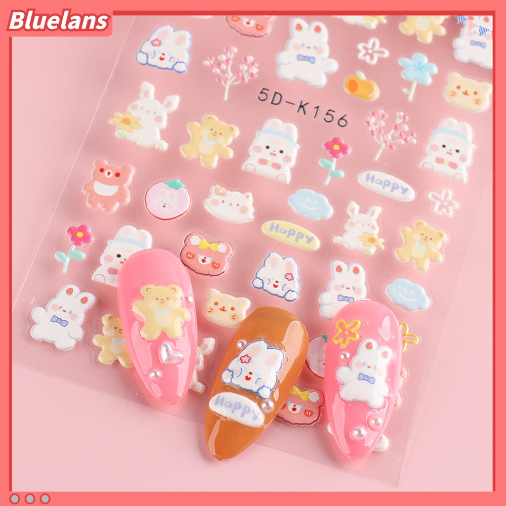 Bluelans Stiker Kuku Motif Bunga Kecil Anti Jatuh Untuk Manicure Wanita