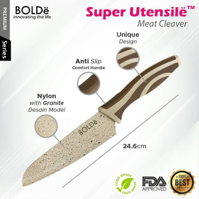 Pisau set BOLDe 3 + 1 gunting utensil original granite style