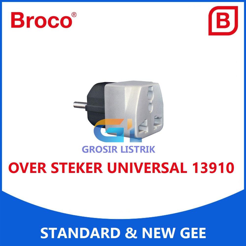 Broco Over Steker Universal Putih 13910 Colokan Stop Kaki 3 Arde White Original Grosir Promo Murah