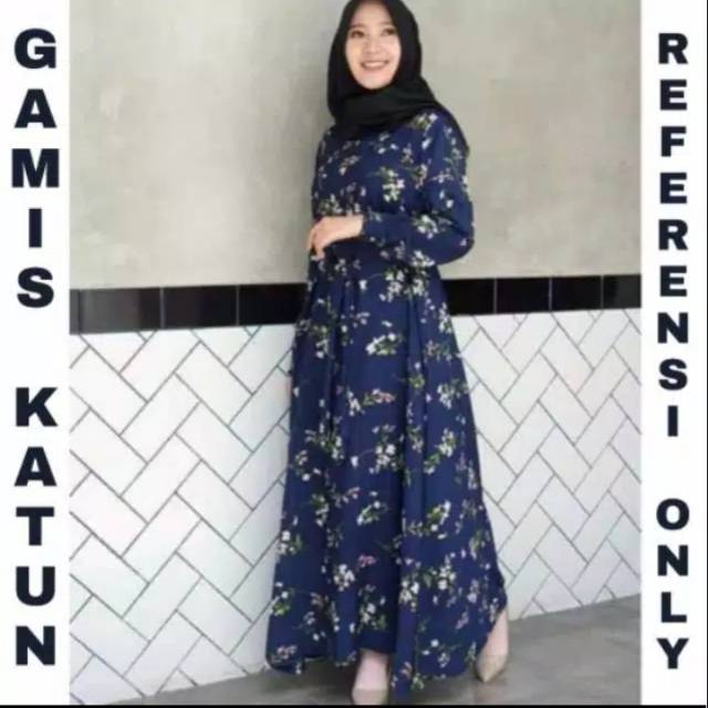 Gamis katun motif murah simpel harian