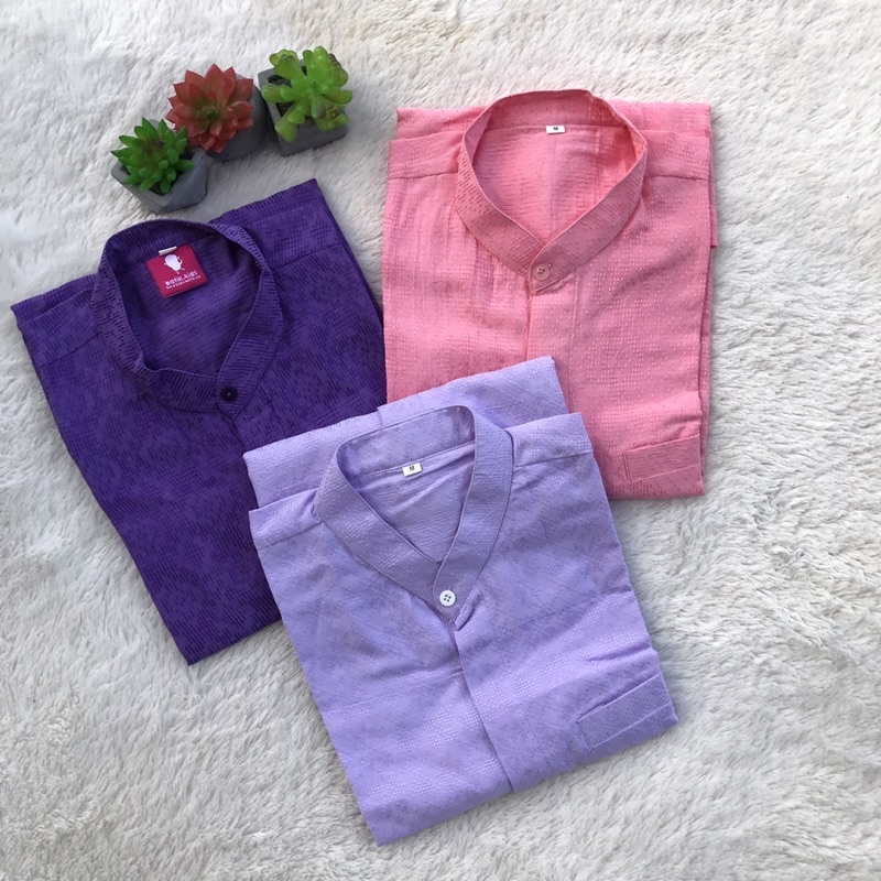 Kemeja Batik Doby Bapak Anak Kemeja Batik Dobby Dobi Ungu Lilac Peach Ungu Muda