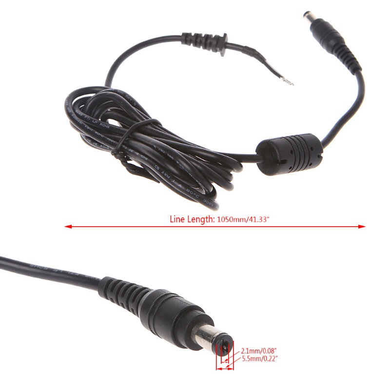Btsg Straight Angle Untuk Kabel Power DC to DC Male, 18AWG Untuk DC 5.5MM x 2.1MM Male