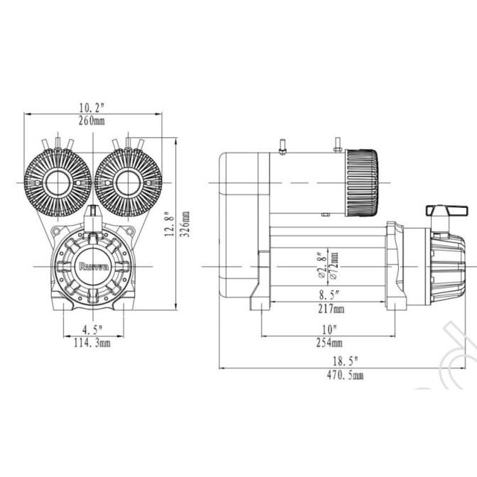 Runva 10Db Double Motor Electric Winch Kapasitas 4,5 Ton High Speed