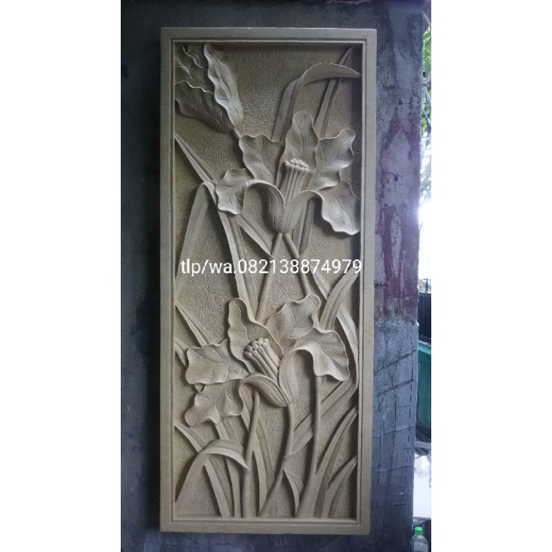relief bunga batu paras jogya